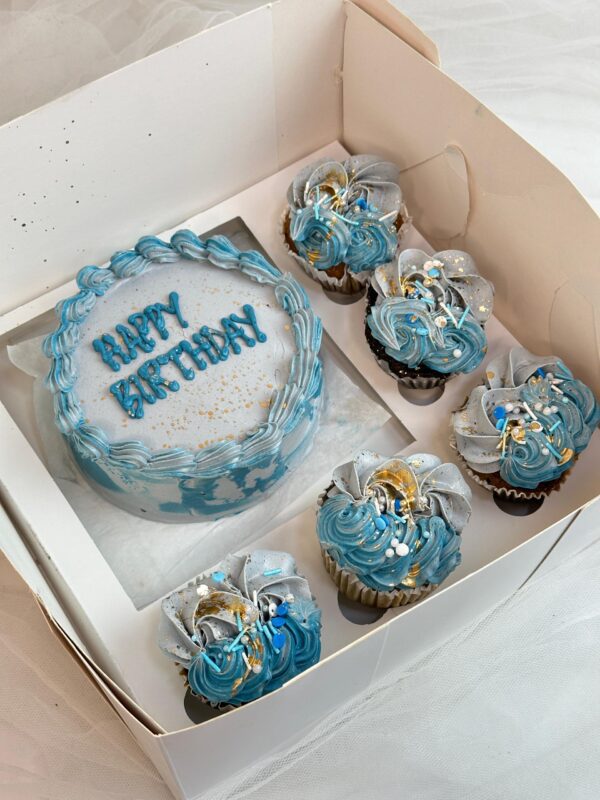 5” Bento Cake + Cupcakes